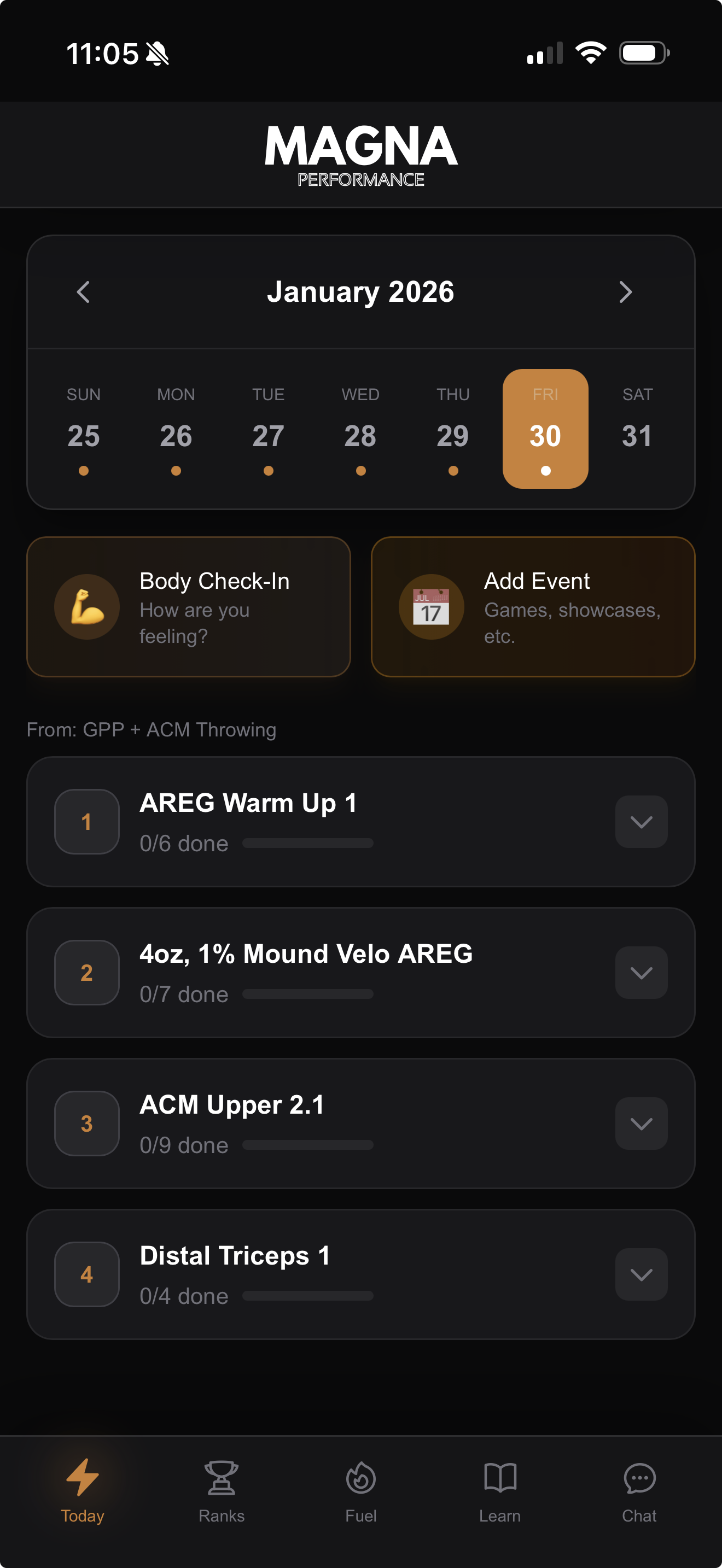 Magna App - today Screen